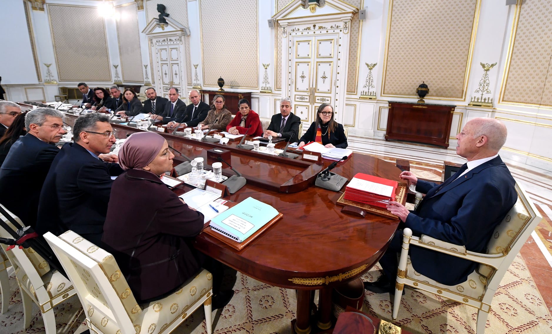 قيس سعيّد يشرف، اليوم الخميس 24 مارس 2022 بقصر قرطاج، على أشغال مجلس الوزراء.